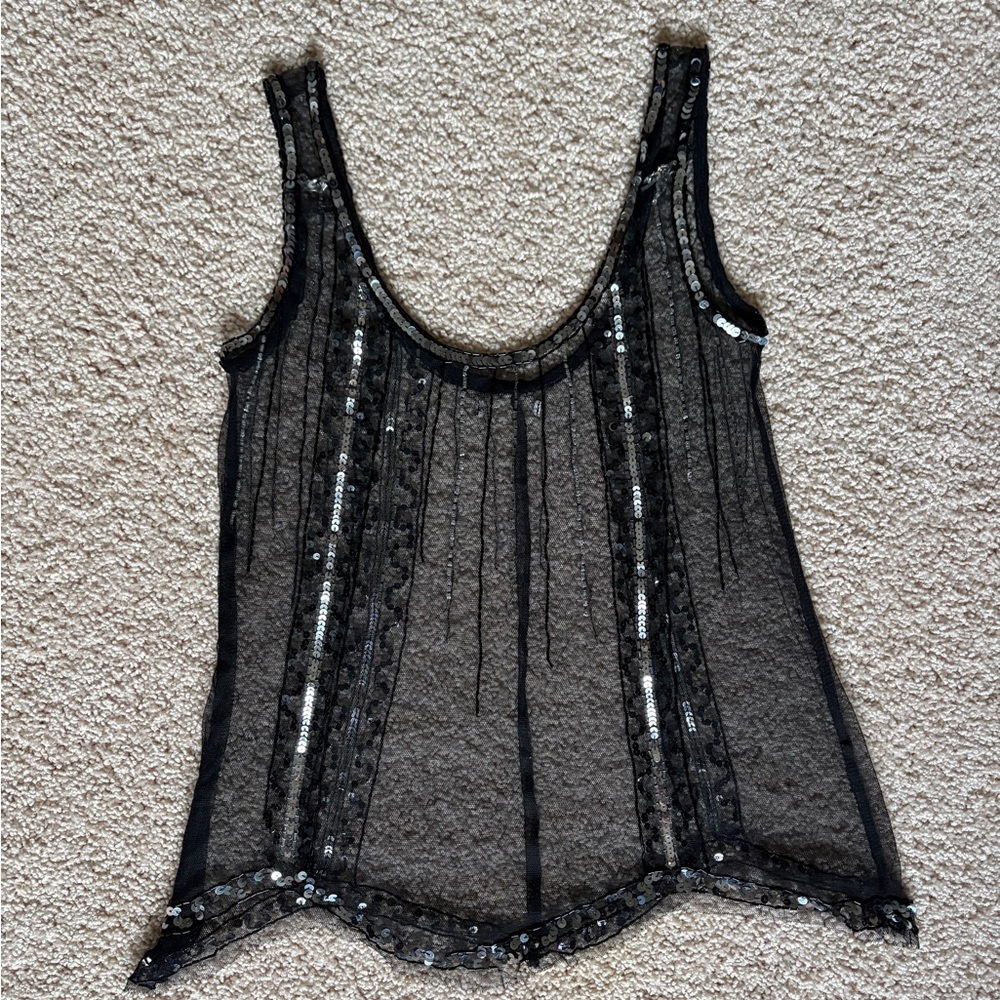 Elegant Black Sequin mesh Women's Top